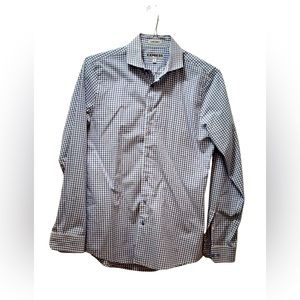Express - X Slim Fit S - Blue & Cranberry - Checkerboard Pattern